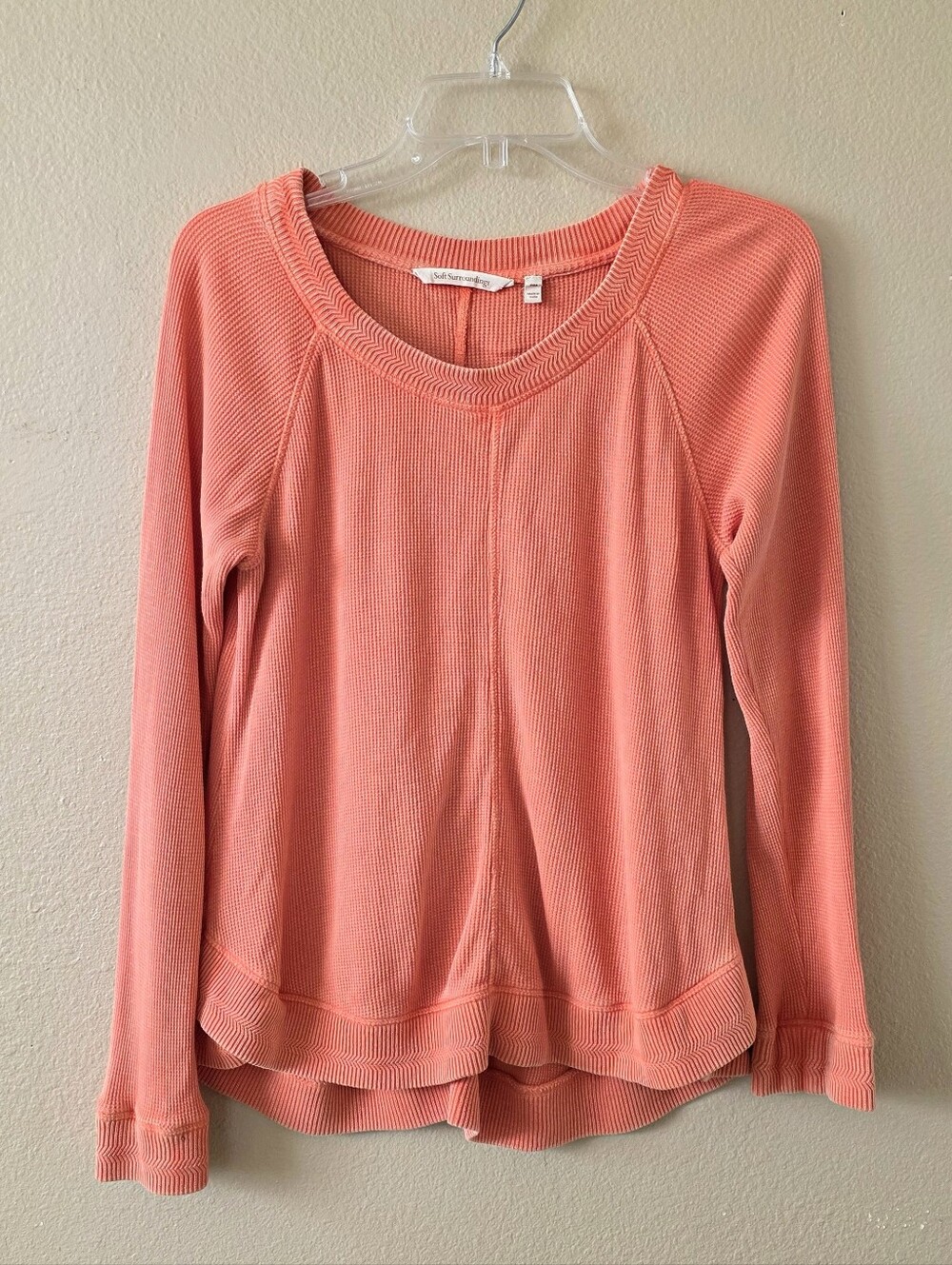 Soft Surroundings Womena Coral Waffle Knit Thermal Long Sleeve Top - Size MP